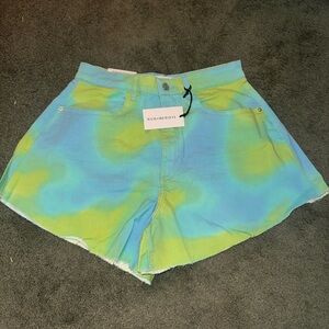 WeWoreWhat Blue and Green Jean Shorts Relaxed Fit